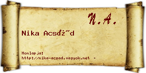 Nika Acsád névjegykártya